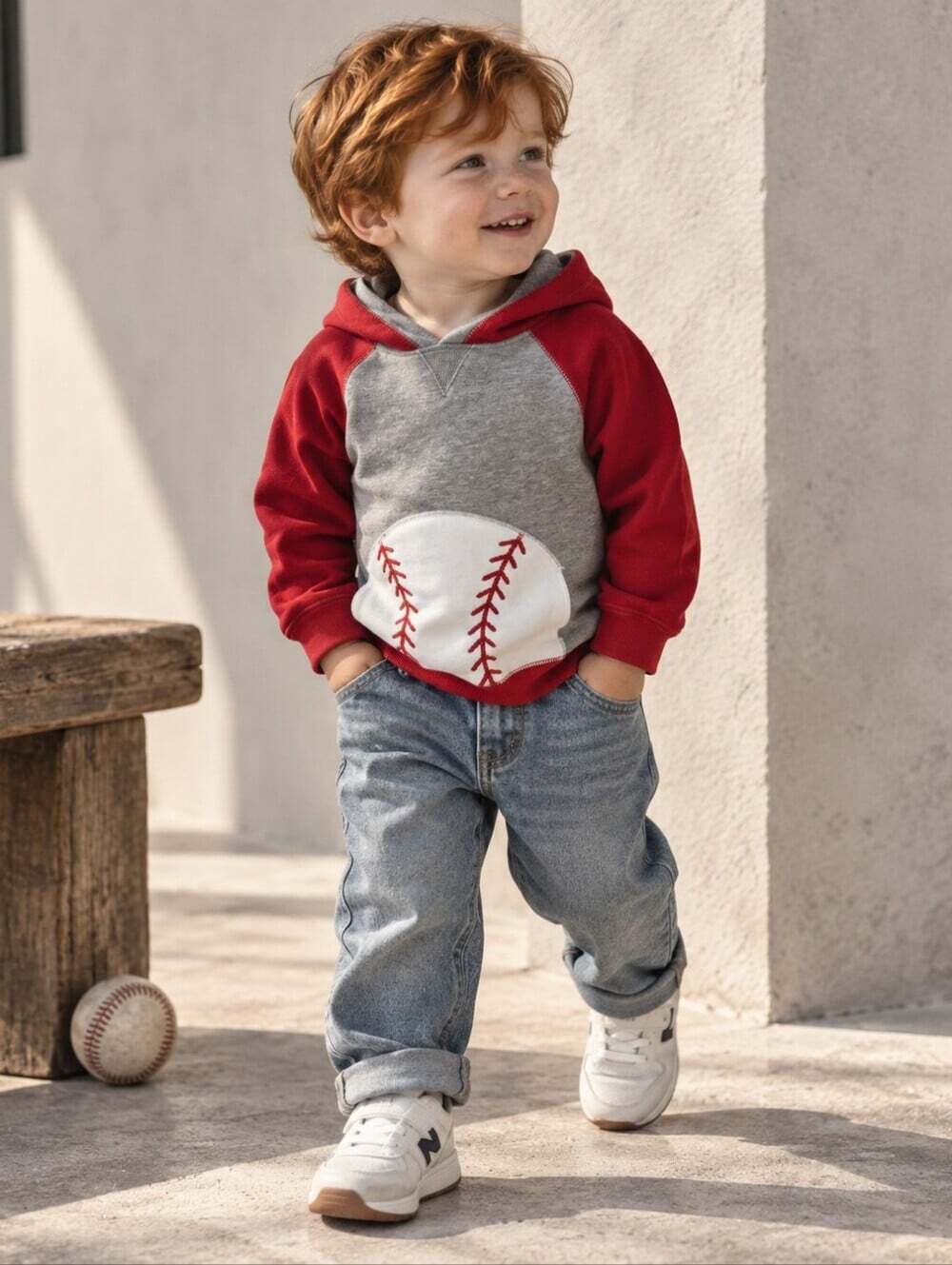Gymboree NWT Baseball Hoodie Sweatshirt 2T-3T Gray Red Sports Toddler